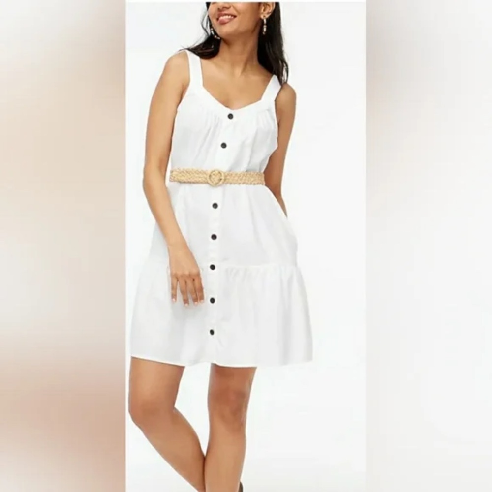 J.Crew Factory Linen-Blend Button Down Mini Dress White -- Size 16